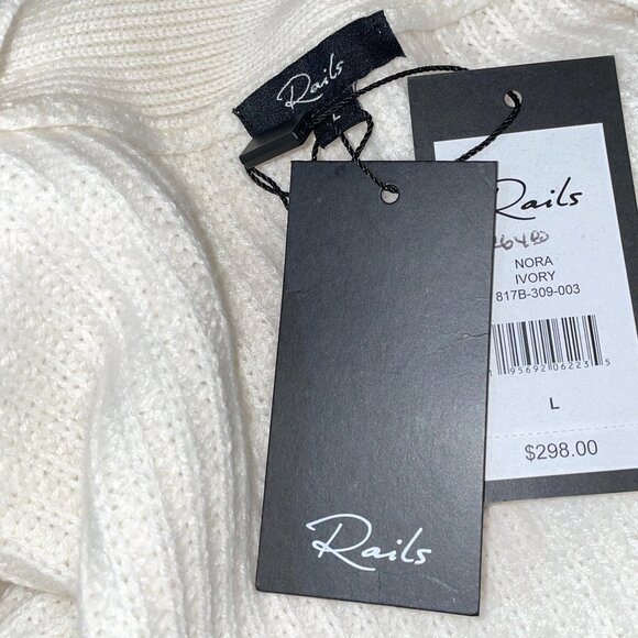 NWT $298 RAILS Ivory Chunky Nora Belted Merino Wool Cashmere Sweater L XL - Picture 8 of 8